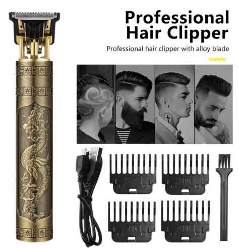 Vintage T9 Metal Body Hair Trimmer – USB Rechargeable